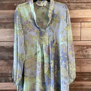 Susan Graver sheer top size 2X, blue green purple
